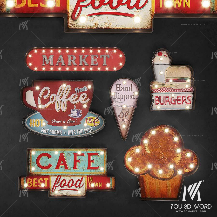 Lighted Metal sign Set 24